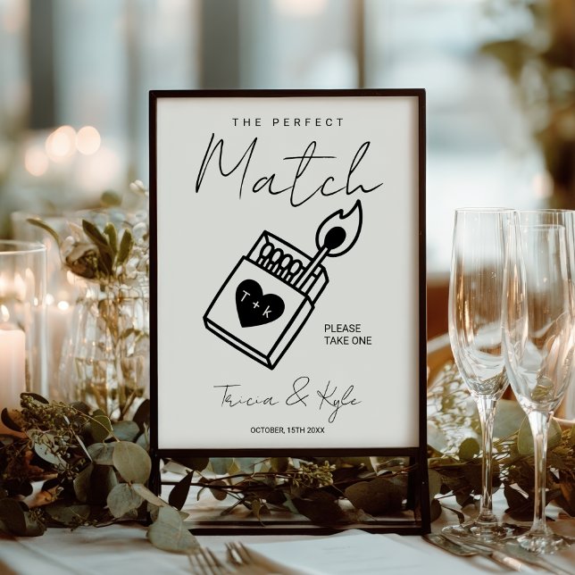 Modern Perfekt matcha minimal bröllopsförmån Poster (Modern The Perfect Match Minimal Wedding Favor Poster)