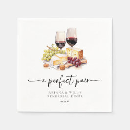Modern Perfekt Pair Watercolor Vin & Cheese Pappersservett