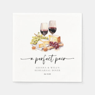 Modern perfekt par vattenfärg vin & ost pappersservett