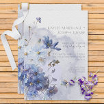 Modern Periwinkle Blue Watercolor Wildblommor Inbjudningar<br><div class="desc">Den här enkla men elegant designen har en vattenfärgad bukett av lila och blommiga blå vildblommor med grön färg. Bakgrunden är en lila vattenfärg stänk på en texturerad papper bakgrund med vit vattenfärg. Det är en del av Modern Periwinkle Blue Watercolor Wildblommor Bröllop Suite skapat av Farmhouse Press.</div>