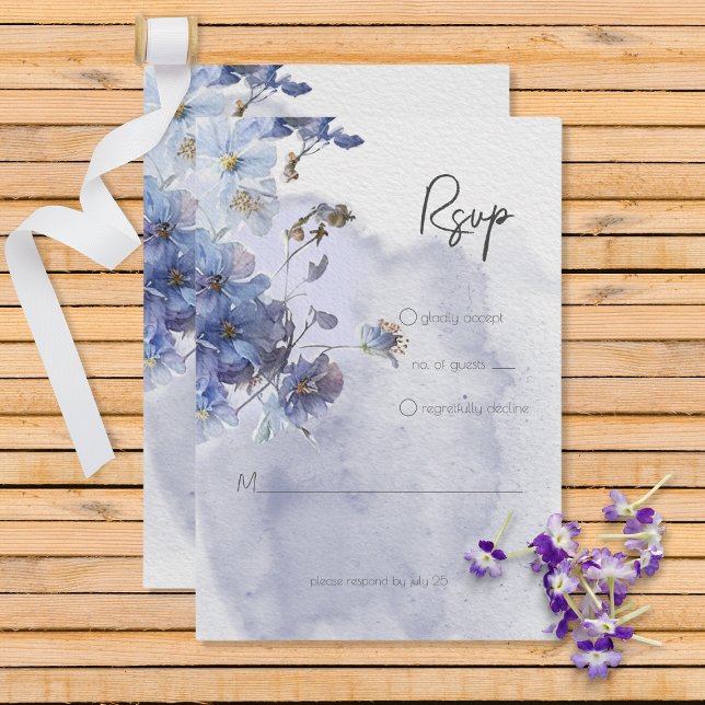 Modern Periwinkle Blue Watercolor Wildblommor OSA Kort (Skapare uppladdad)