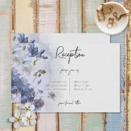 Modern Periwinkle Blue Wildblomme Reception Tilläggskort