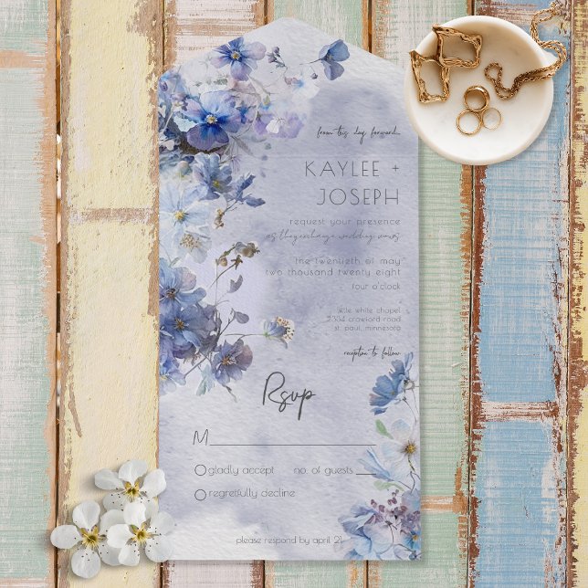 Modern Periwinkle Blue Wildblommor No Middag (Skapare uppladdad)