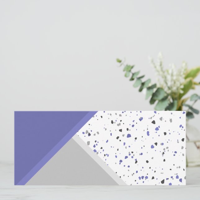 Modern Periwinkle Grått Geometric Terrazzo Bookmar (Stående Fram)