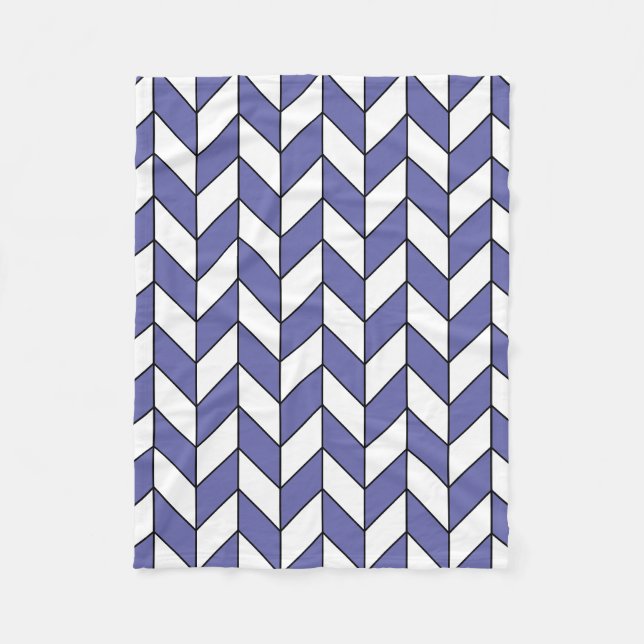 Modern Periwinkle Herringbone Chevron Mönster Fleecefilt (Framsidan)