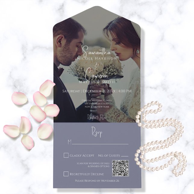 Modern Periwinkle Lila Elegant Photo QR-kod (Skapare uppladdad)