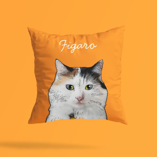 Modern Persian Cat Illustration | Add Name  Kudde (Skapare uppladdad)