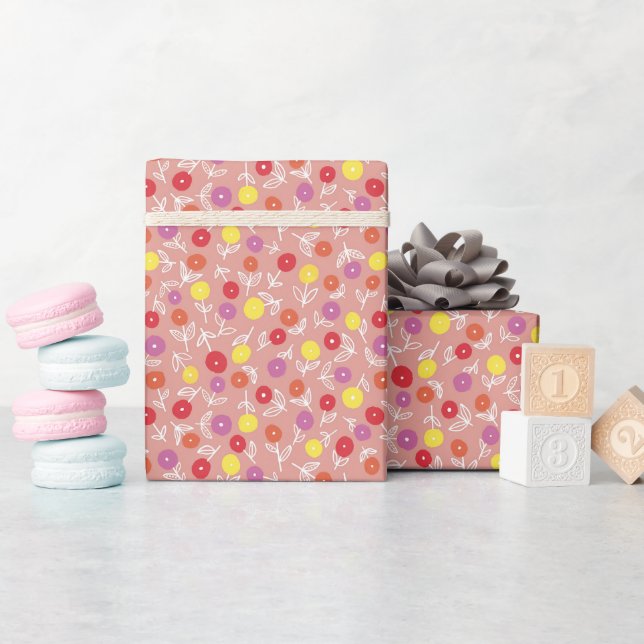 Modern persika blommande bebisfest födelsedagsmöns presentpapper (Baby Shower)