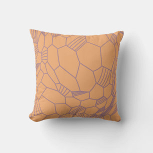 Modern persika terrakotta och lila Voronoi geometr Kudde