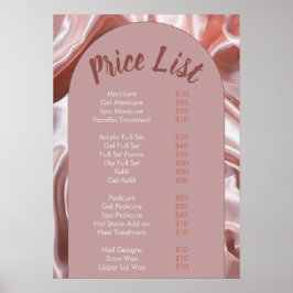 Modern persiko rosa Nail Salon Pris List-meny Poster