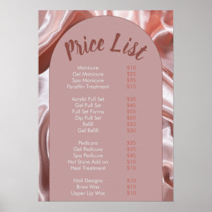 Modern persiko rosa Nail Salon Pris List-meny Poster