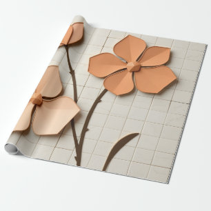 Modern persikobladsmosaik presentpapper