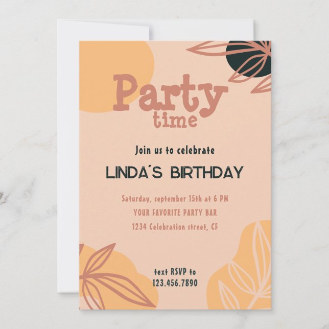 modern persikor inbjudningar (Framsida)