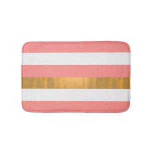 Modern persikovit och Guld-stripe Bath Mat Badrumsmatta