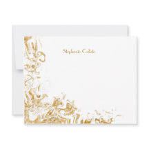 Modern Personal Stationery Liquid Guld Abstrakt