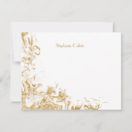 Modern Personal Stationery Liquid Guld Abstrakt Anteckningskort