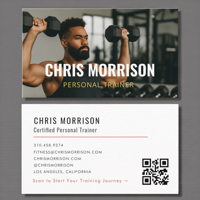 Modern Personal Trainer Fitness Photo QR Code Visitkort (Skapare uppladdad)