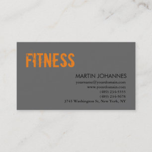 Modern Personal Trainer Orange Grått Affärskort Visitkort