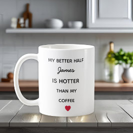 Modern Personalized Better Half Coffee Mug Kaffemugg