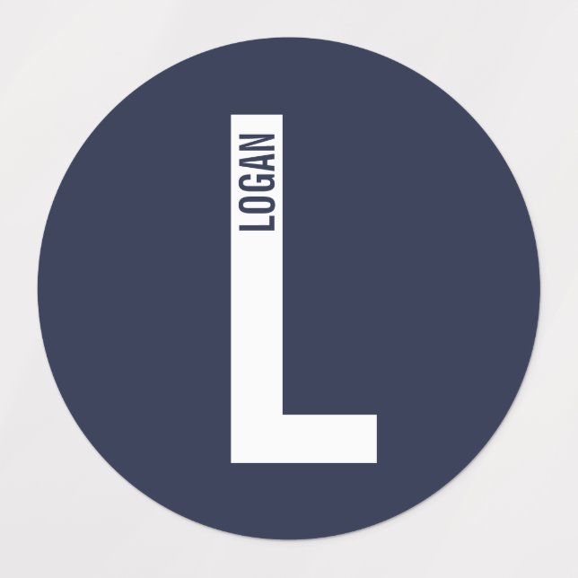 Modern Personalized Bold Monogram and Name Labels Klistermärke (Design 1)