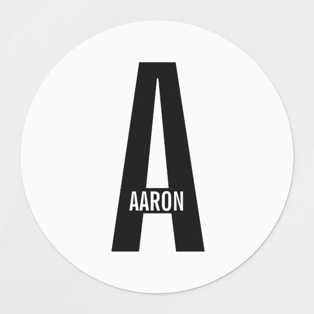 Modern Personalized Bold Monogram and Name Labels Klistermärke (Design 1)