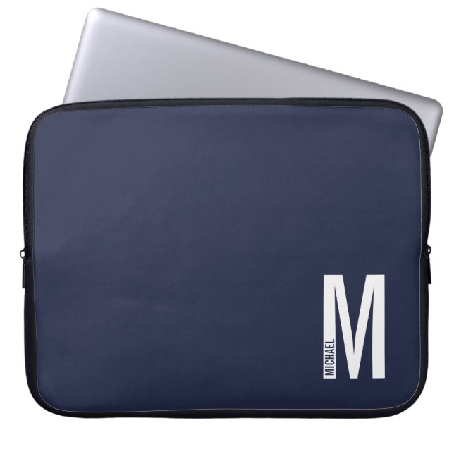 Modern Personalized Bold Monogram and Name Laptop Fodral (Framsidan)