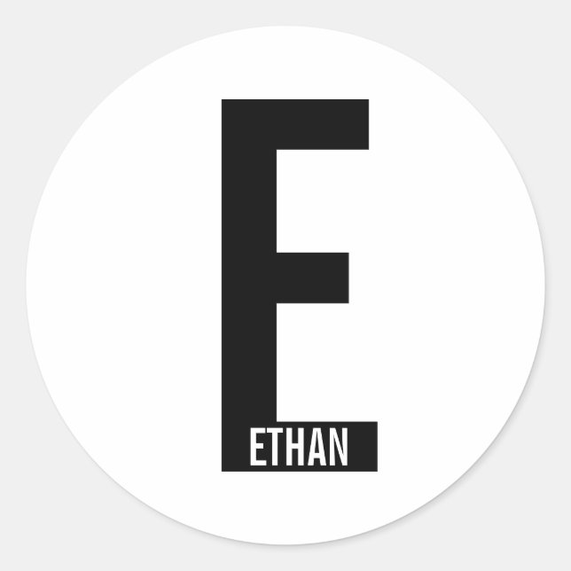 Modern Personalized Bold Monogram and Name Runt Klistermärke (Framsida)