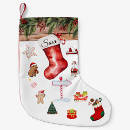 Modern Personalized Christmas Stocking Red & White Liten Julstrumpa