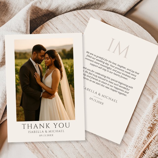 Modern Personalized Elegant Photo Wedding  Tack Kort (Skapare uppladdad)
