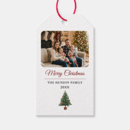 Modern Personalized Family Photo Christmas  Presentetikett