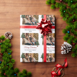 Modern Personalized Family Photo Christmas  Presentpapper