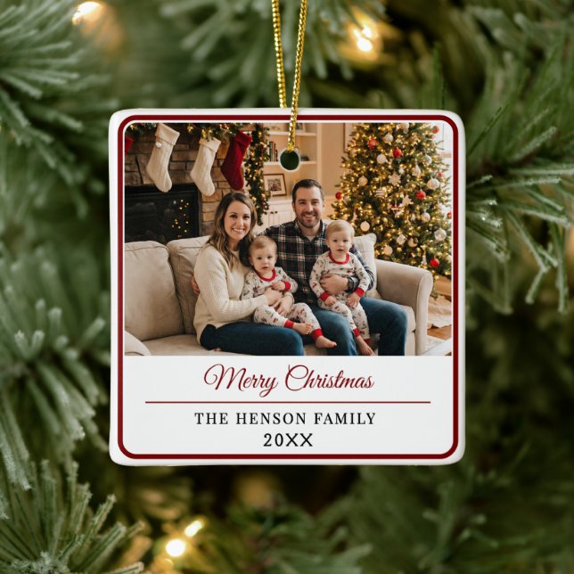 Modern Personalized Family Photo Merry Christmas  Julgransprydnad Keramik (Träd)