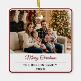 Modern Personalized Family Photo Merry Christmas  Julgransprydnad Keramik