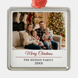 Modern Personalized Family Photo Merry Christmas  Julgransprydnad Metall