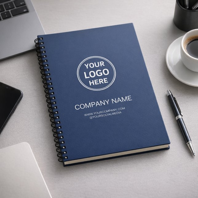 Modern Personalized Logo Navy Blue Corporate Anteckningsbok (Modern Personalized Logo Navy Blue Corporate Notebook)