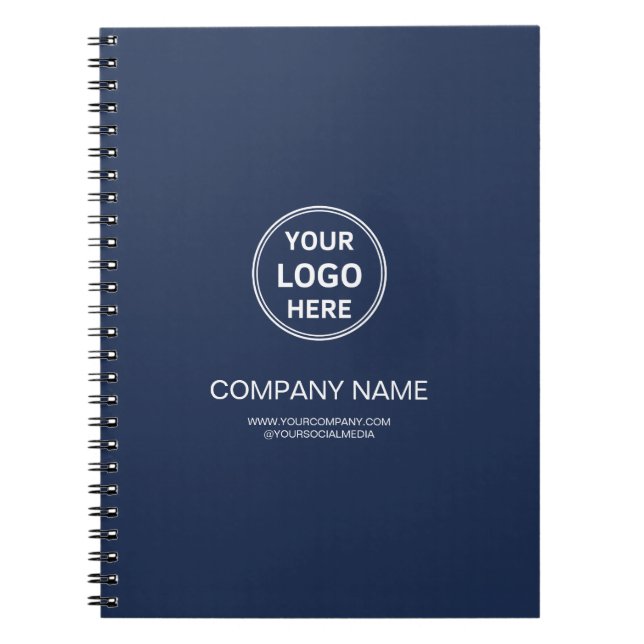 Modern Personalized Logo Navy Blue Corporate Anteckningsbok (Framsidan)