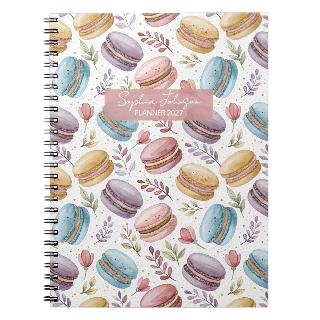 Modern Personalized Macaron Desserts Anteckningsbok (Framsidan)