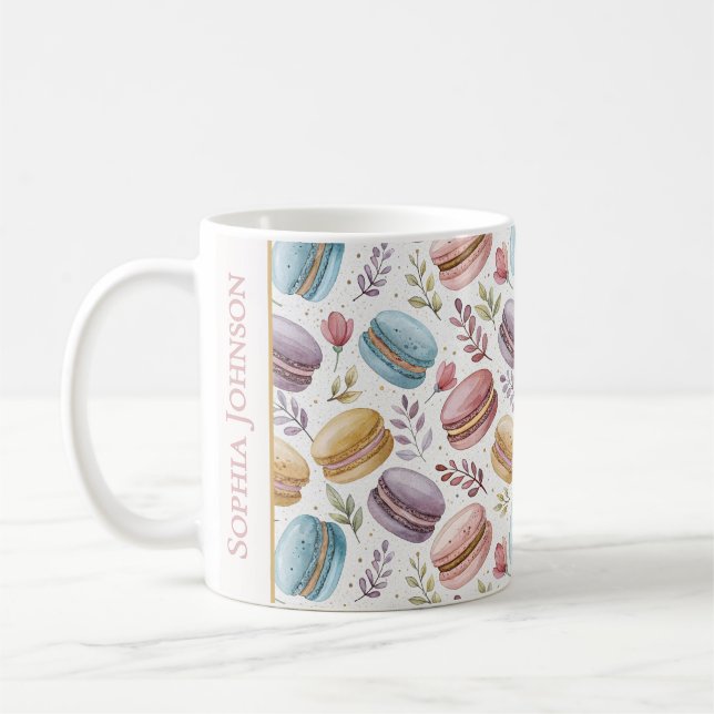 Modern Personalized Macaron Desserts Kaffemugg (Vänster)