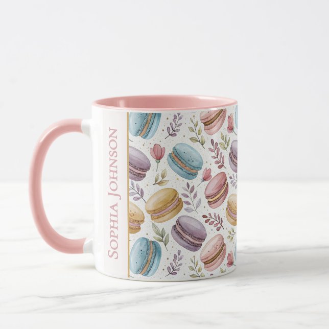 Modern Personalized Macaron Desserts Mugg (Vänster)
