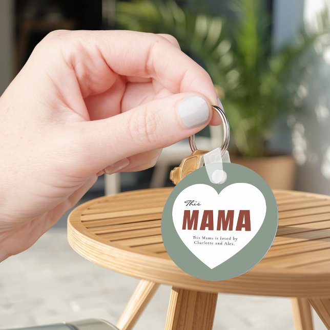 Modern Personalized Mama Heart Keychain Nyckelring (Skapare uppladdad)