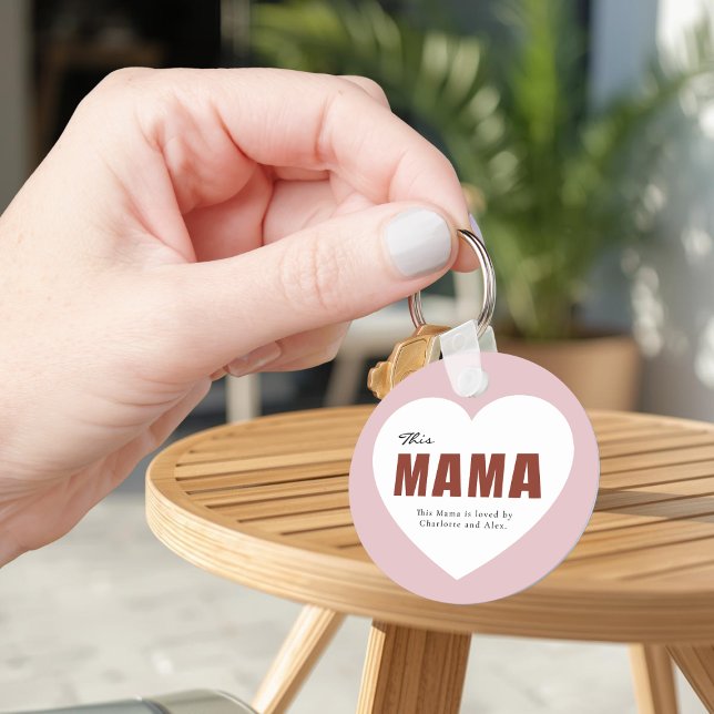 Modern Personalized Mama Heart Keychain Nyckelring (Skapare uppladdad)
