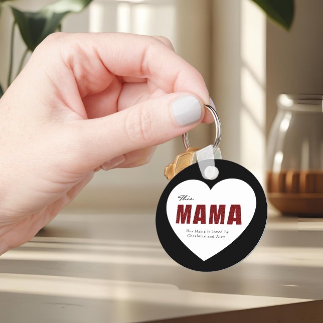 Modern Personalized Mama Heart Keychain Nyckelring (Skapare uppladdad)