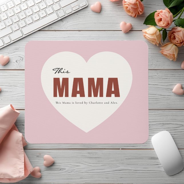 Modern Personalized Mama Heart Mouse Pad Musmatta (Skapare uppladdad)
