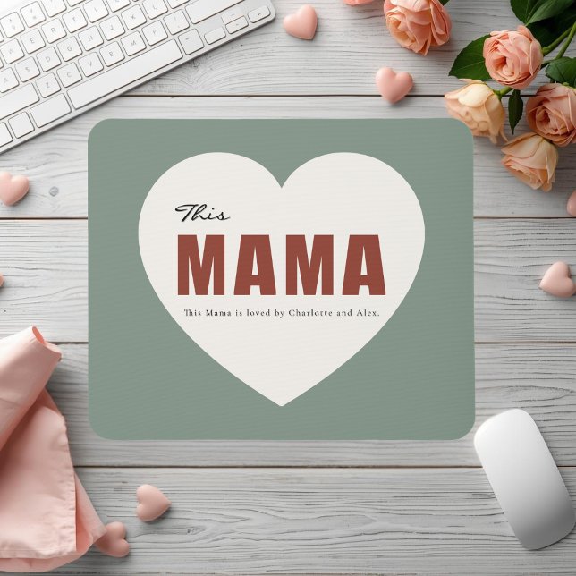 Modern Personalized Mama Heart Mouse Pad Musmatta (Skapare uppladdad)