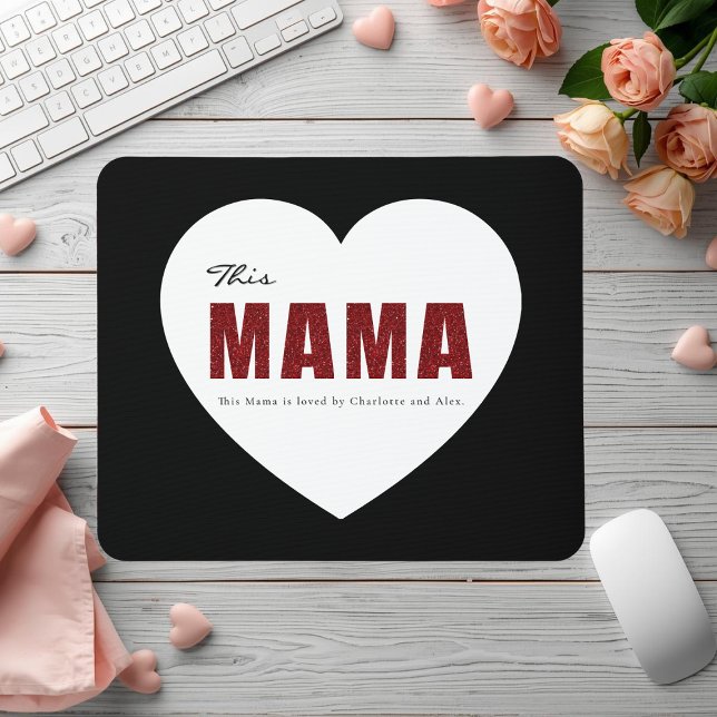 Modern Personalized Mama Heart Mouse Pad Musmatta (Skapare uppladdad)