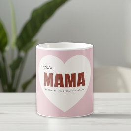 Modern Personalized Mama Heart Mug Kaffemugg