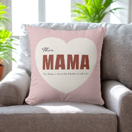 Modern Personalized Mama Heart Throw Pillow Kudde