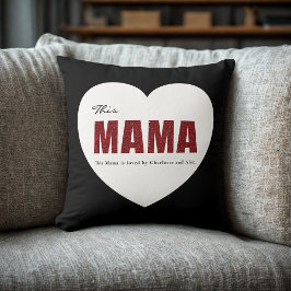 Modern Personalized Mama Heart Throw Pillow Kudde