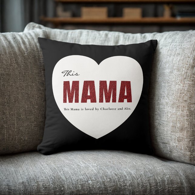 Modern Personalized Mama Heart Throw Pillow Kudde (Skapare uppladdad)