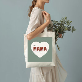 Modern Personalized Mama Heart Tote Bag Tygkasse